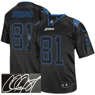 Jerseys Factory Cheap Nike Lions #81 Calvin Johnson Lights Out B