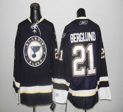 Jerseys Factory Cheap Blues #21 Berglund Dark Blue Embroidered N