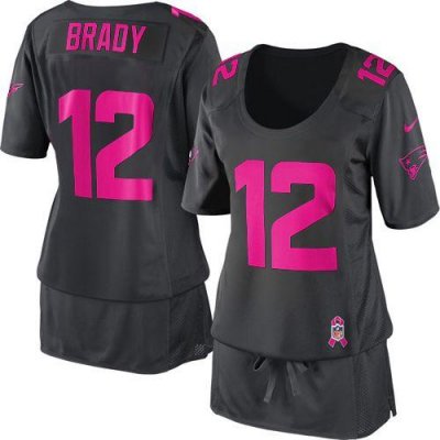 Jerseys Factory Cheap Nike Patriots #12 Tom Brady Dark Grey Wome