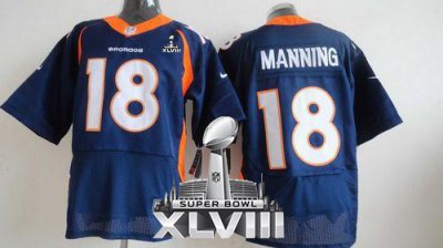 Jerseys Factory Cheap Nike Broncos #18 Peyton Manning Navy Blue