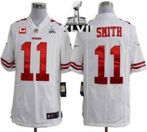 Jerseys Factory Cheap Nike 49ers #11 Alex Smith White With C Pat