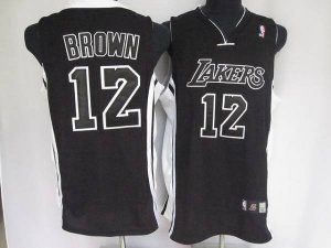 Jerseys Factory Cheap Lakers #12 Shannon Brown Embroidered Black