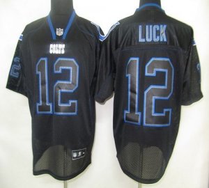 Jerseys Factory Cheap Colts #12 Andrew Luck Lights Out Black Sti