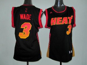 Jerseys Factory Cheap Heat #3 Dwyane Wade Black Women's Vibe Emb