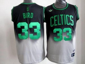 Jerseys Factory Cheap Celtics #33 Larry Bird Black/Grey Fadeaway