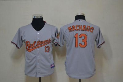 Jerseys Factory Cheap Orioles #13 Manny Machado Grey Cool Base E