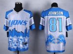 Jerseys Factory Cheap Nike Lions #81 Calvin Johnson Blue Men's S