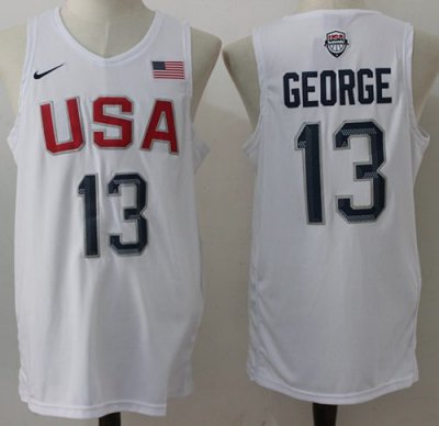 Jerseys Factory Cheap Nike Team USA #13 Paul George White 2016 D