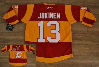 Jerseys Factory Cheap Flames #13 Olli Jokinen Embroidered Red/Or