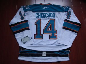 Jerseys Factory Cheap Sharks #14 Jonathan Cheechoo Embroidered W