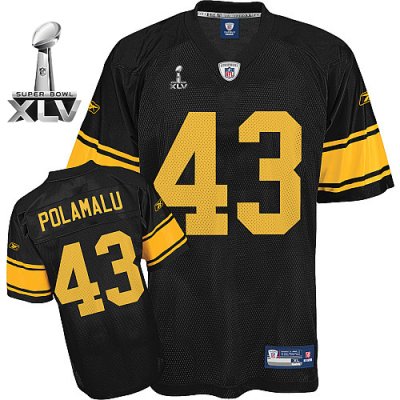 Jerseys Factory Cheap Steelers #43 Troy Polamalu Black With Yell