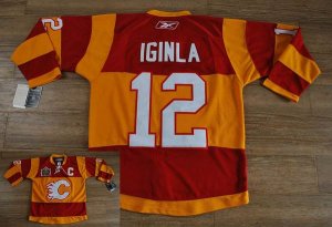 Jerseys Factory Cheap Flames #12 Jarome Iginla Embroidered Red/O