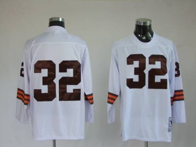 Jerseys Factory Cheap Mitchell & Ness Browns #32 Jim Brown White