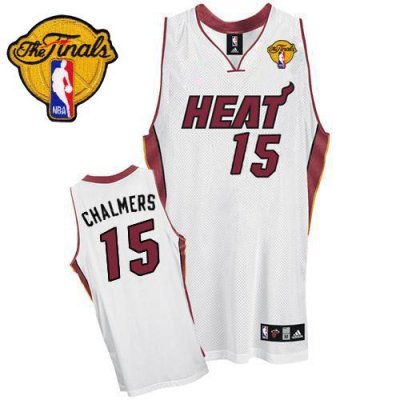 Jerseys Factory Cheap Heat #15 Mario Chalmers White Finals Patch