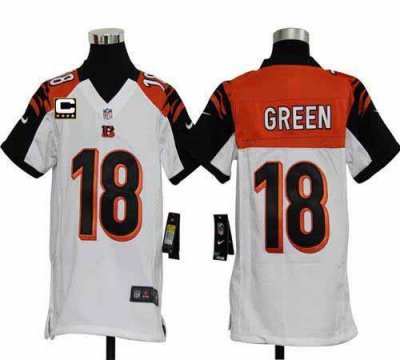 Jerseys Factory Cheap Nike Bengals #18 A.J. Green White With C P