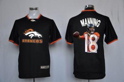 Jerseys Factory Cheap Nike Broncos #18 Peyton Manning Black Men'