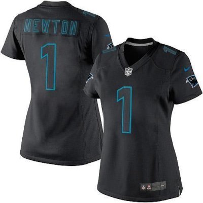 Jerseys Factory Cheap Nike Panthers #1 Cam Newton Black Impact W