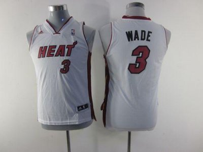 Jerseys Factory Cheap Heat #3 Dwyane Wade White Embroidered Yout