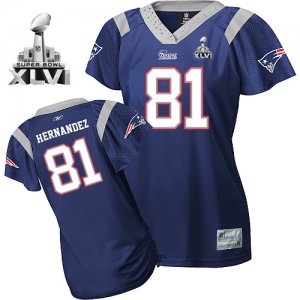Jerseys Factory Cheap Patriots #81 Aaron Hernandez Blue Women's