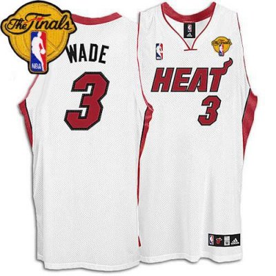 Jerseys Factory Cheap Heat Finals Patch #3 Dwyane Wade White Sti
