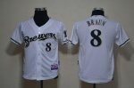 Jerseys Factory Cheap Brewers #8 Ryan Braun White Cool Base Embr