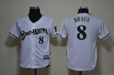 Jerseys Factory Cheap Brewers #8 Ryan Braun White Cool Base Embr