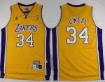 Jerseys Factory Cheap Lakers #34 Shaquille O'Neal Yellow Throwba
