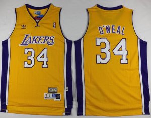Jerseys Factory Cheap Lakers #34 Shaquille O'Neal Yellow Throwba