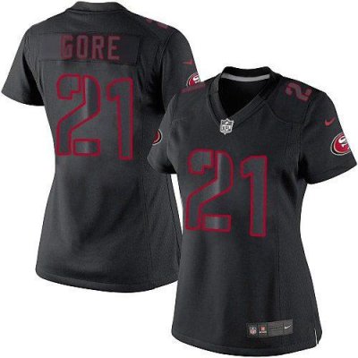 Jerseys Factory Cheap Nike 49ers #21 Frank Gore Black Impact Wom