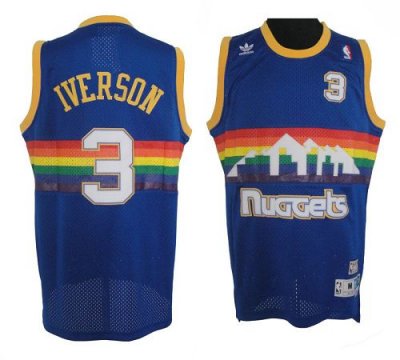Jerseys Factory Cheap Nuggets #3 Allen Iverson Light Blue Throwb