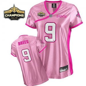 Jerseys Factory Cheap Saints #9 Drew Brees Pink Women's Be Luv'd