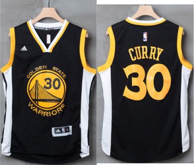 Jerseys Factory Cheap Warriors #30 Stephen Curry Black/White Sti