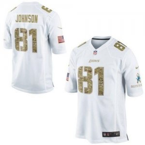 Jerseys Factory Cheap Nike Lions #81 Calvin Johnson White Men's