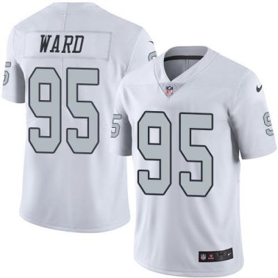 Jerseys Factory Cheap Nike Raiders #95 Jihad Ward White Men's St