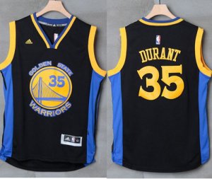 Jerseys Factory Cheap Warriors #35 Kevin Durant Black/Blue Stitc