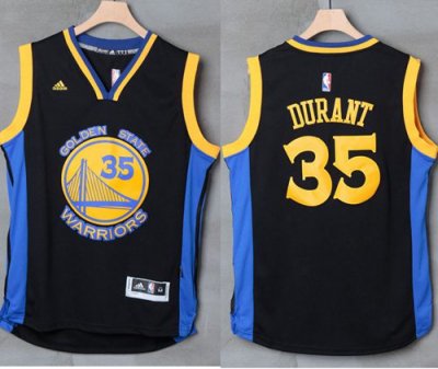 Jerseys Factory Cheap Warriors #35 Kevin Durant Black/Blue Stitc
