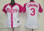 Jerseys Factory Cheap Rays #3 Evan Longoria White/Pink Women's S