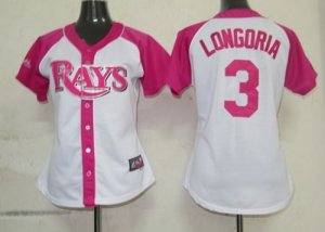 Jerseys Factory Cheap Rays #3 Evan Longoria White/Pink Women's S