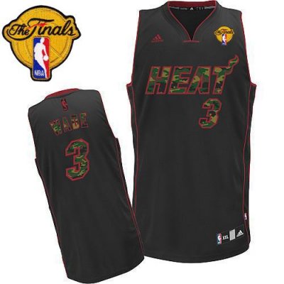 Jerseys Factory Cheap Heat #3 Dwyane Wade Black Camo Fashion Fin