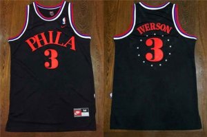 Jerseys Factory Cheap 76ers #3 Allen Iverson Black 1964 Throwbac