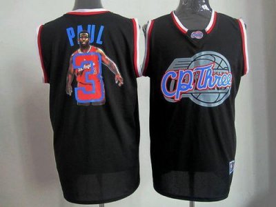 Jerseys Factory Cheap Clippers #3 Chris Paul Black Notorious Emb