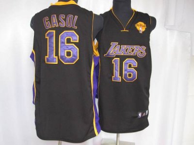 Jerseys Factory Cheap Lakers #16 Pau Gasol Stitched Black Purple