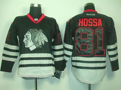 Jerseys Factory Cheap Blackhawks #81 Marian Hossa Black Ice Embr