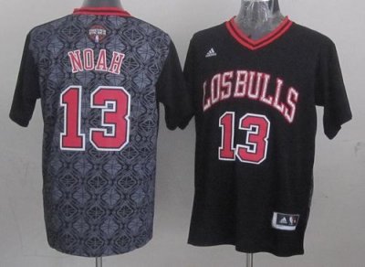 Jerseys Factory Cheap Bulls #13 Joakim Noah Black New Latin Nigh