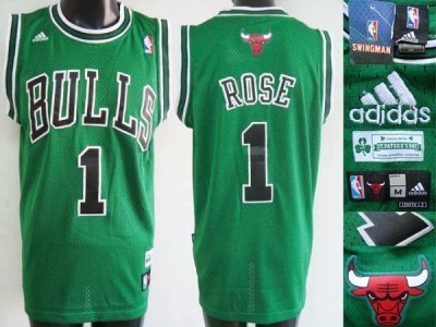 Jerseys Factory Cheap Bulls #1 Derrick Rose Embroidered Green NB