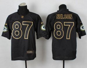 Jerseys Factory Cheap Nike Packers #87 Jordy Nelson Black Gold N