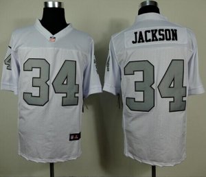 Jerseys Factory Cheap Nike Raiders #34 Bo Jackson White Silver N