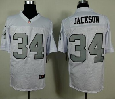 Jerseys Factory Cheap Nike Raiders #34 Bo Jackson White Silver N