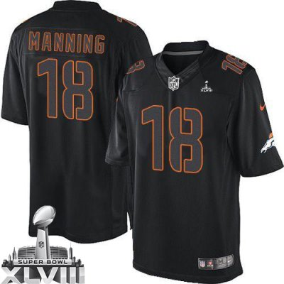 Jerseys Factory Cheap Nike Broncos #18 Peyton Manning Black Supe