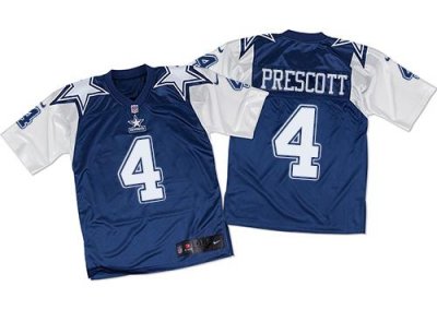 Jerseys Factory Cheap Nike Cowboys #4 Dak Prescott Navy Blue/Whi
